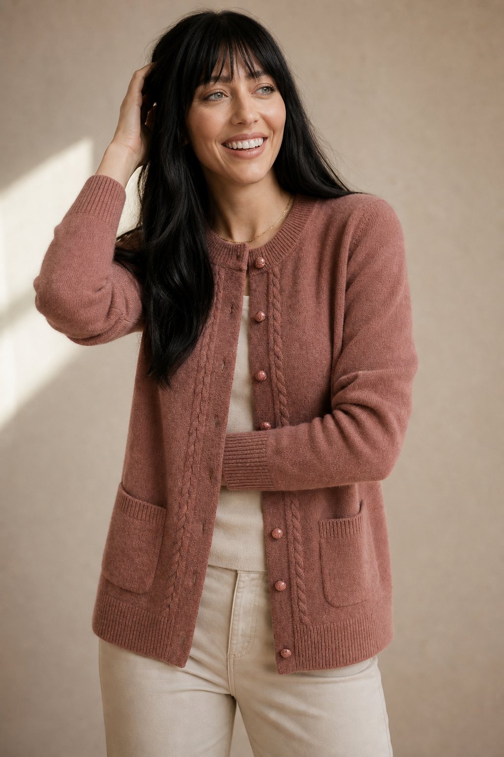 Maribelle Pearl Trim Cardigan — Purple, banana_republic product shot