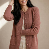 Maribelle Pearl Trim Cardigan — Purple, banana_republic product shot