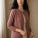 Maribelle Pearl Trim Cardigan — Purple, banana_republic product shot