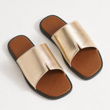 Marin Flat Sandal — Silver, studio product shot
