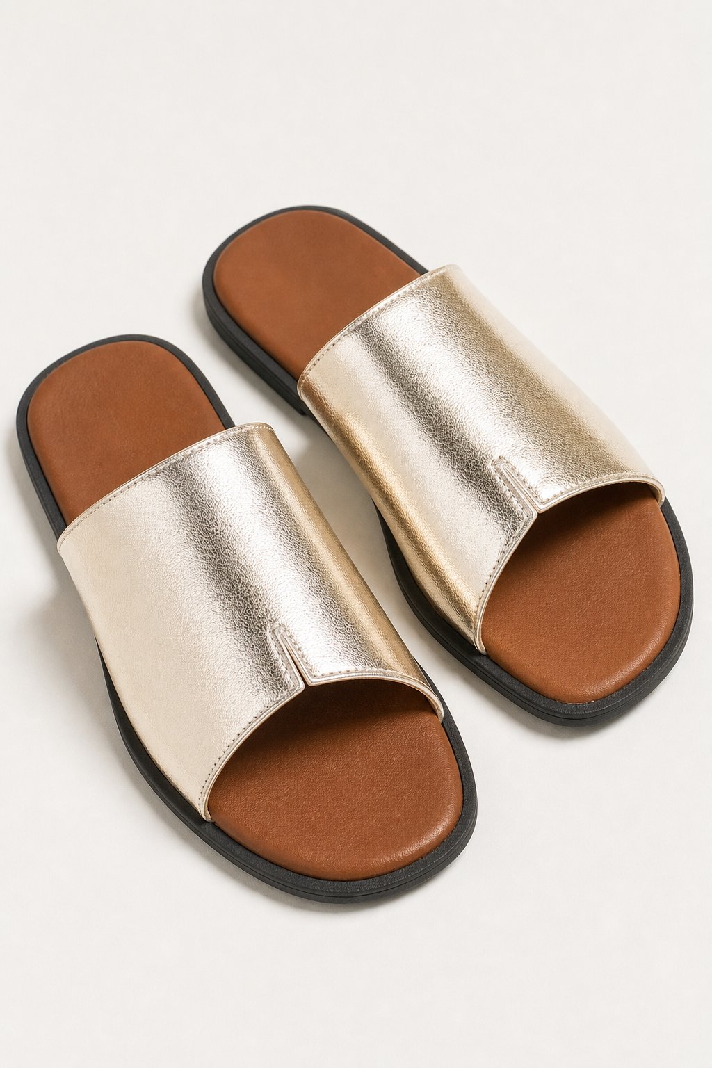 Marin Flat Sandal — Silver, studio product shot