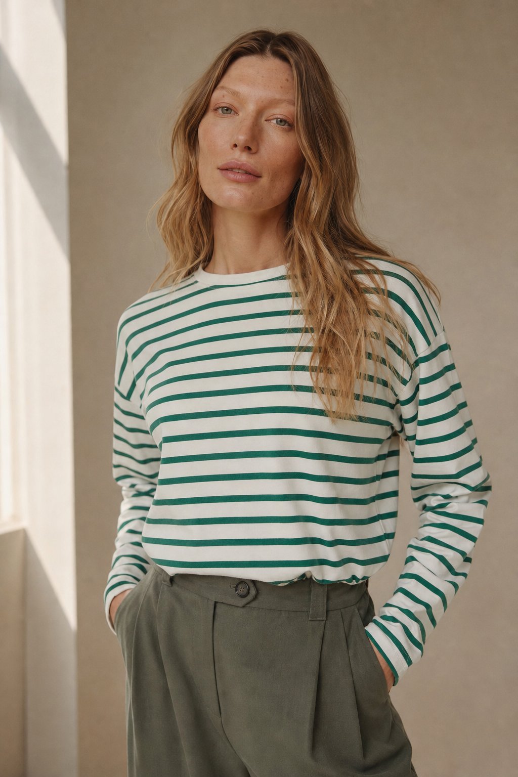 Marinière Charm Shirt — Green, banana_republic product shot