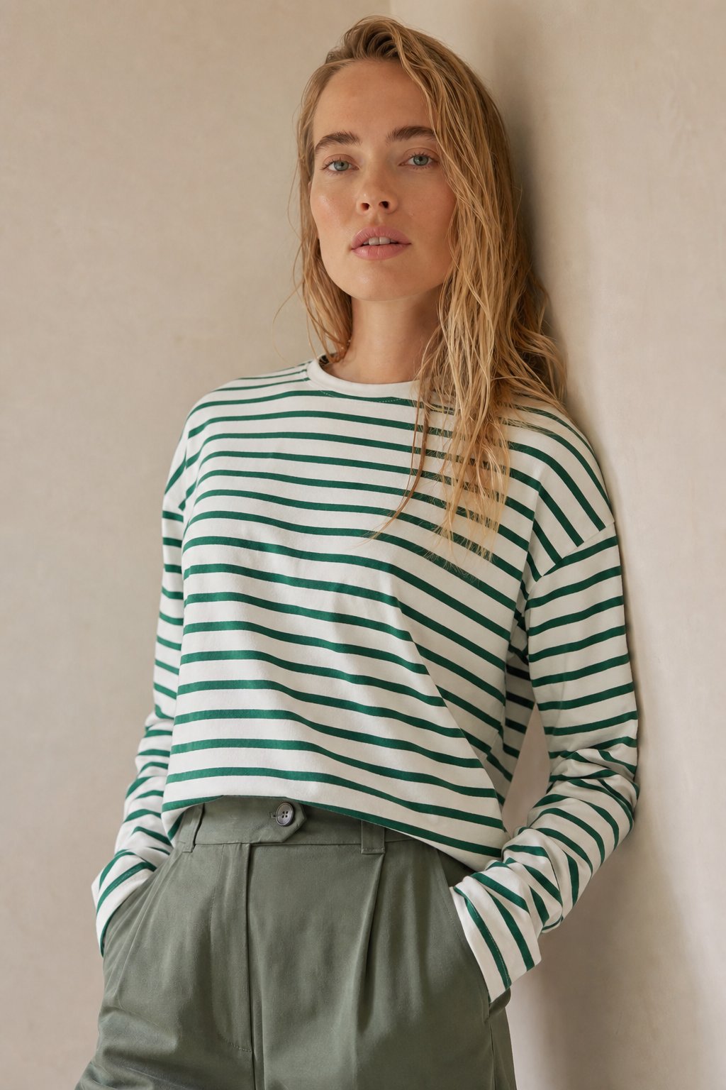 Marinière Charm Shirt — Green, banana_republic product shot