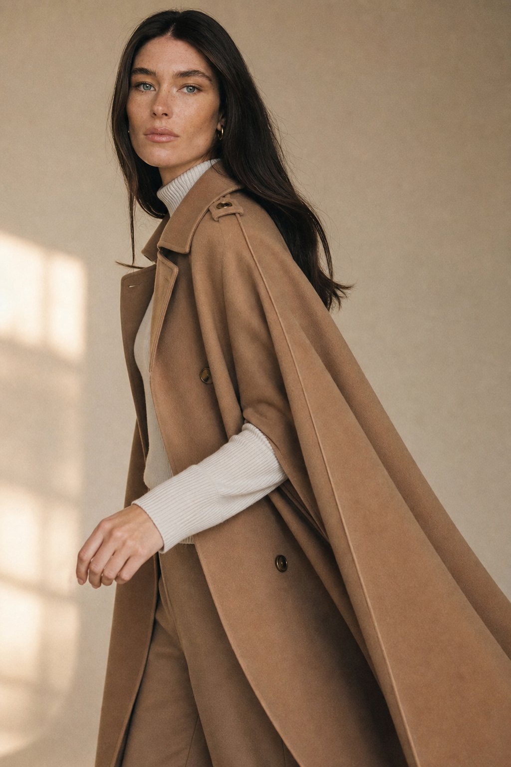 Marisol Wool Cape Coat — Khaki, banana_republic product shot