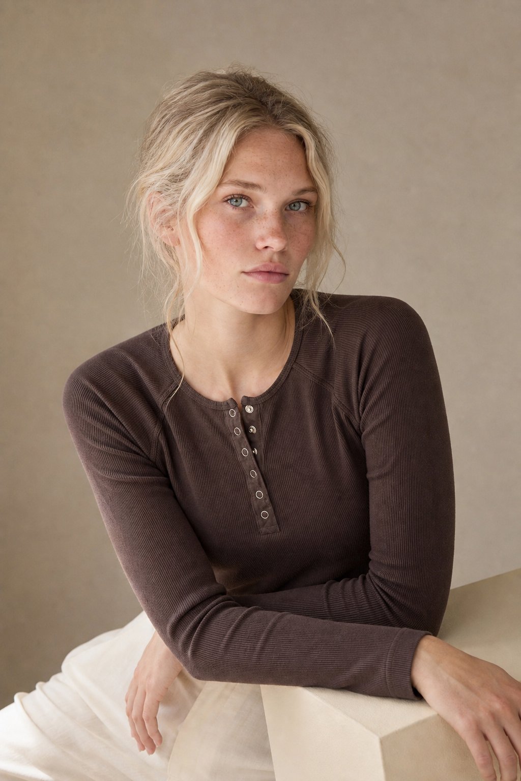 Milano Pop-Button Top — Coffee, banana_republic product shot