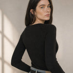 Milano Pop-Button Top — Black, banana_republic product shot