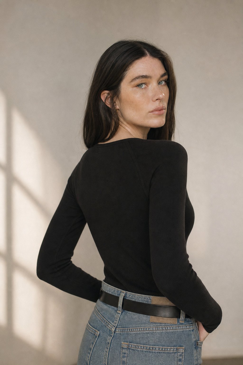 Milano Pop-Button Top — Black, banana_republic product shot