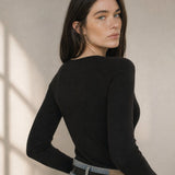 Milano Pop-Button Top — Black, banana_republic product shot