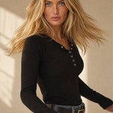 Milano Pop-Button Top — Black, banana_republic product shot