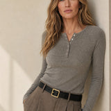 Milano Pop-Button Top — Gray, banana_republic product shot