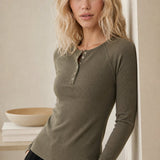 Milano Pop-Button Top — Olive, banana_republic product shot