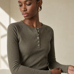 Milano Pop-Button Top — Olive, banana_republic product shot
