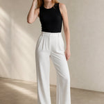 Milano Tailored Wide-Leg Trousers — White, banana_republic product shot