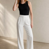 Milano Tailored Wide-Leg Trousers — White, banana_republic product shot