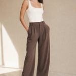Milano Tailored Wide-Leg Trousers — Brown, banana_republic product shot