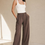 Milano Tailored Wide-Leg Trousers — Brown, banana_republic product shot