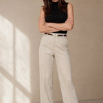 Milano Wide Leg Wool Trousers — White, banana_republic product shot