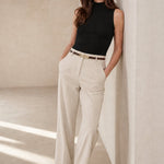 Milano Wide Leg Wool Trousers — White, banana_republic product shot