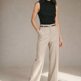 Milano Wide Leg Wool Trousers — Beige, banana_republic product shot
