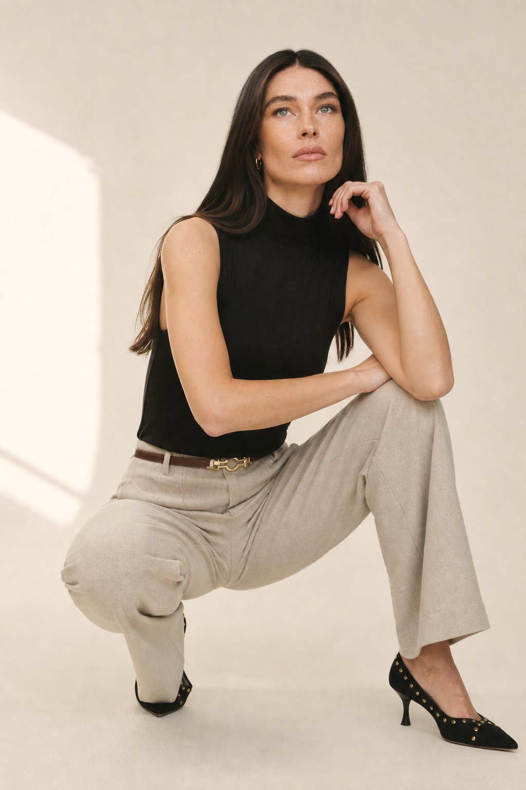 Milano Wide Leg Wool Trousers — Beige, banana_republic product shot