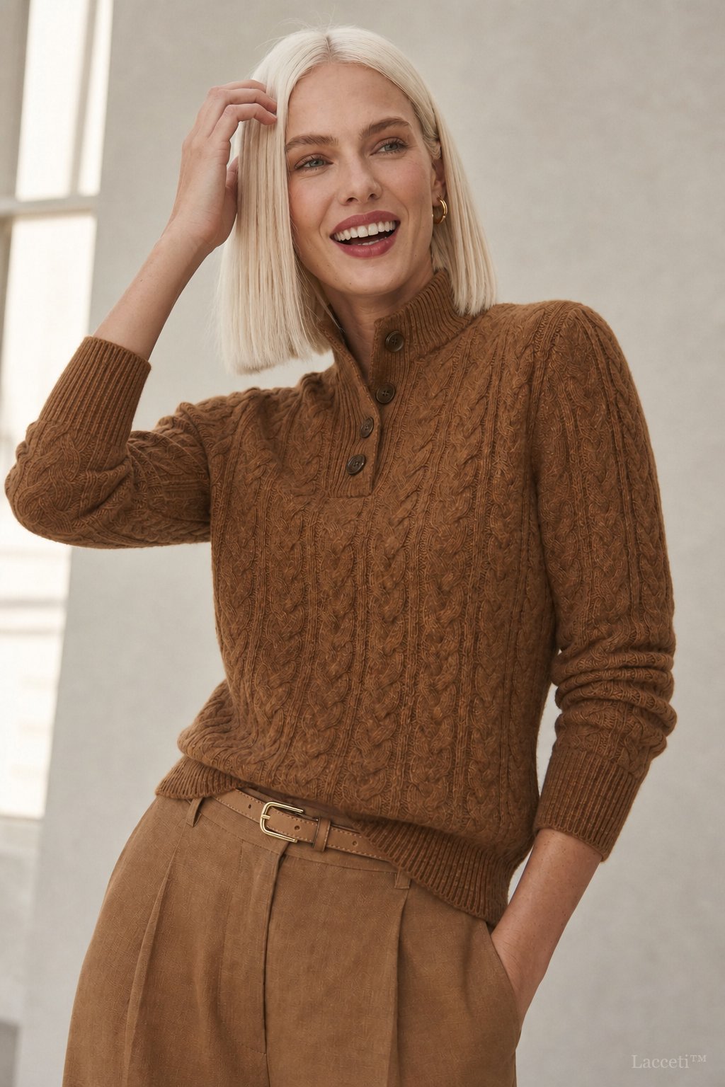 Arden Button-Up Cashmere Sweater, studio product shot