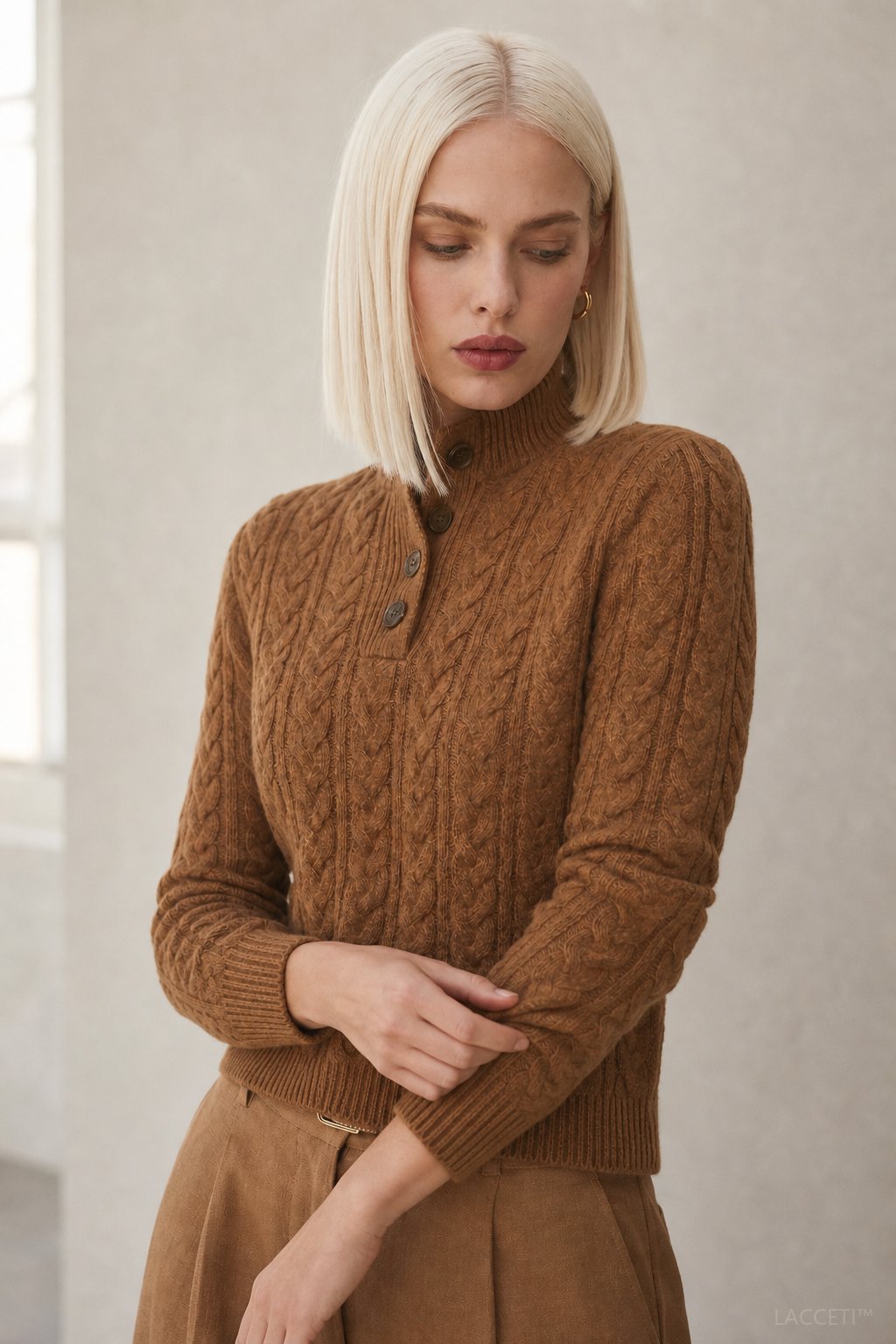 Arden Button-Up Cashmere Sweater, studio product shot