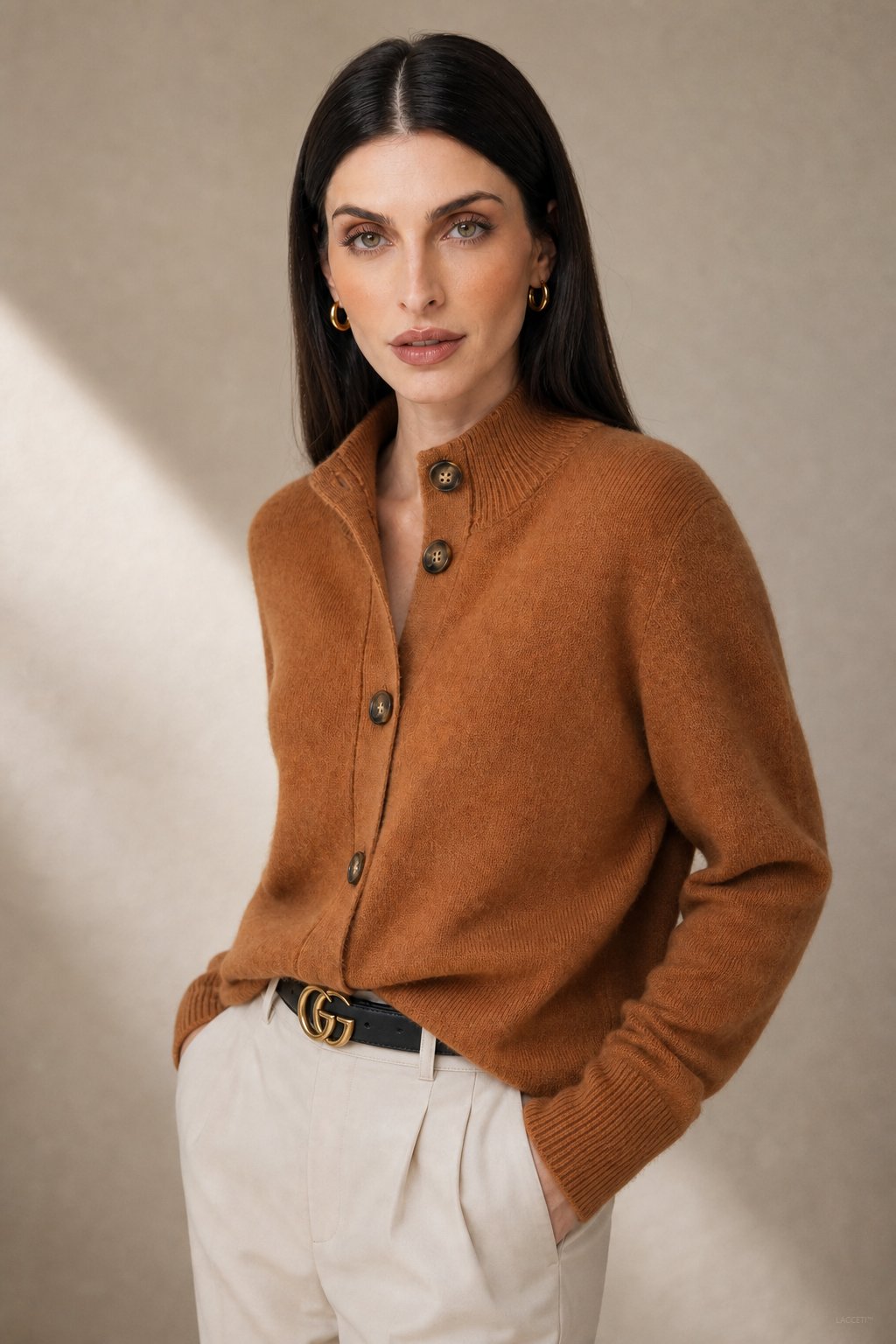 Madison Avenue Cardigan — Fire Orange, studio product shot