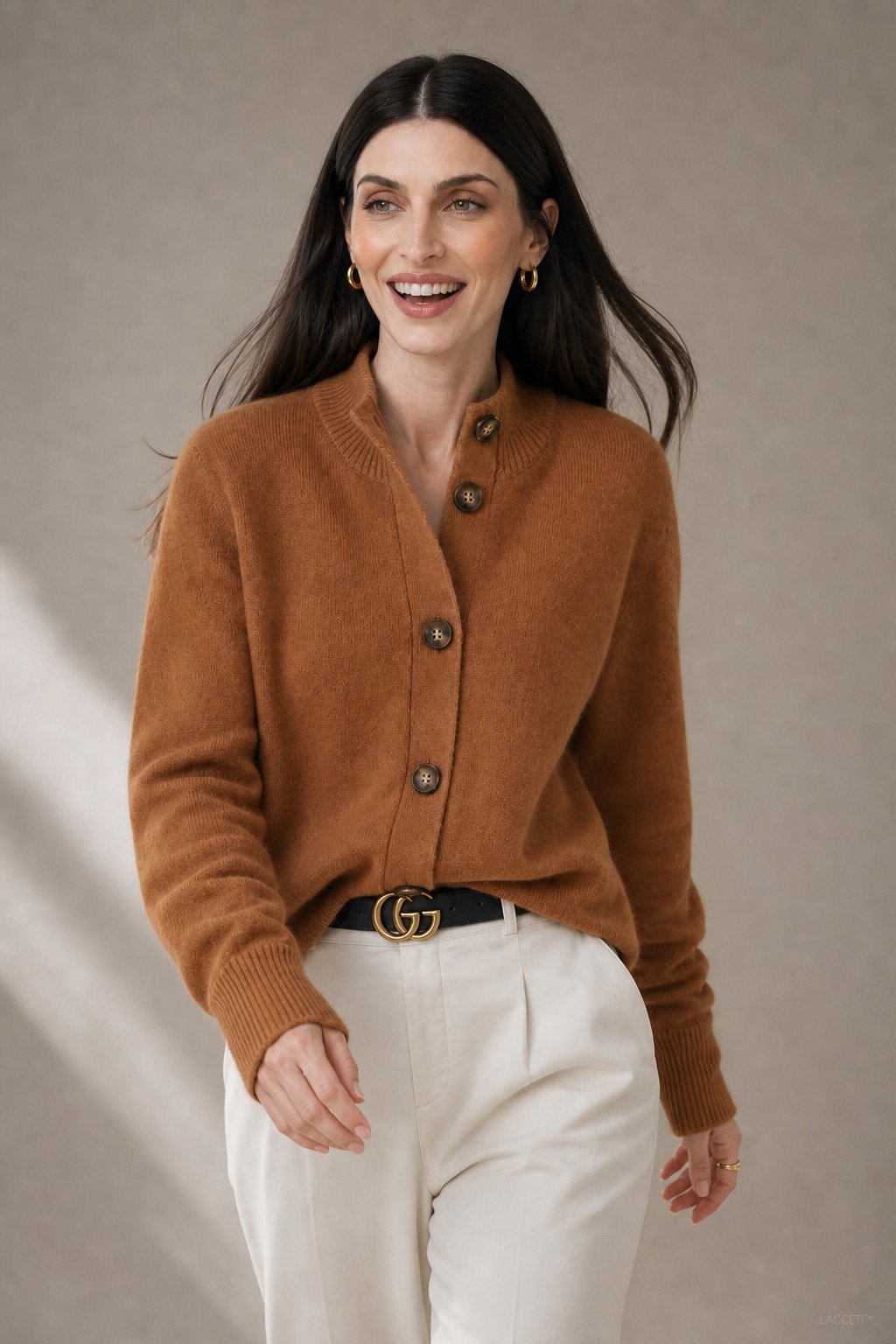 Madison Avenue Cardigan — Fire Orange, studio product shot