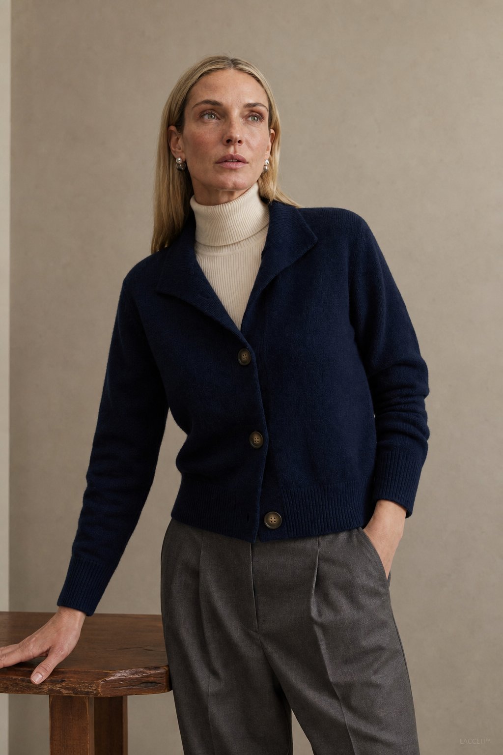 Madison Avenue Cardigan — Navy, studio product shot