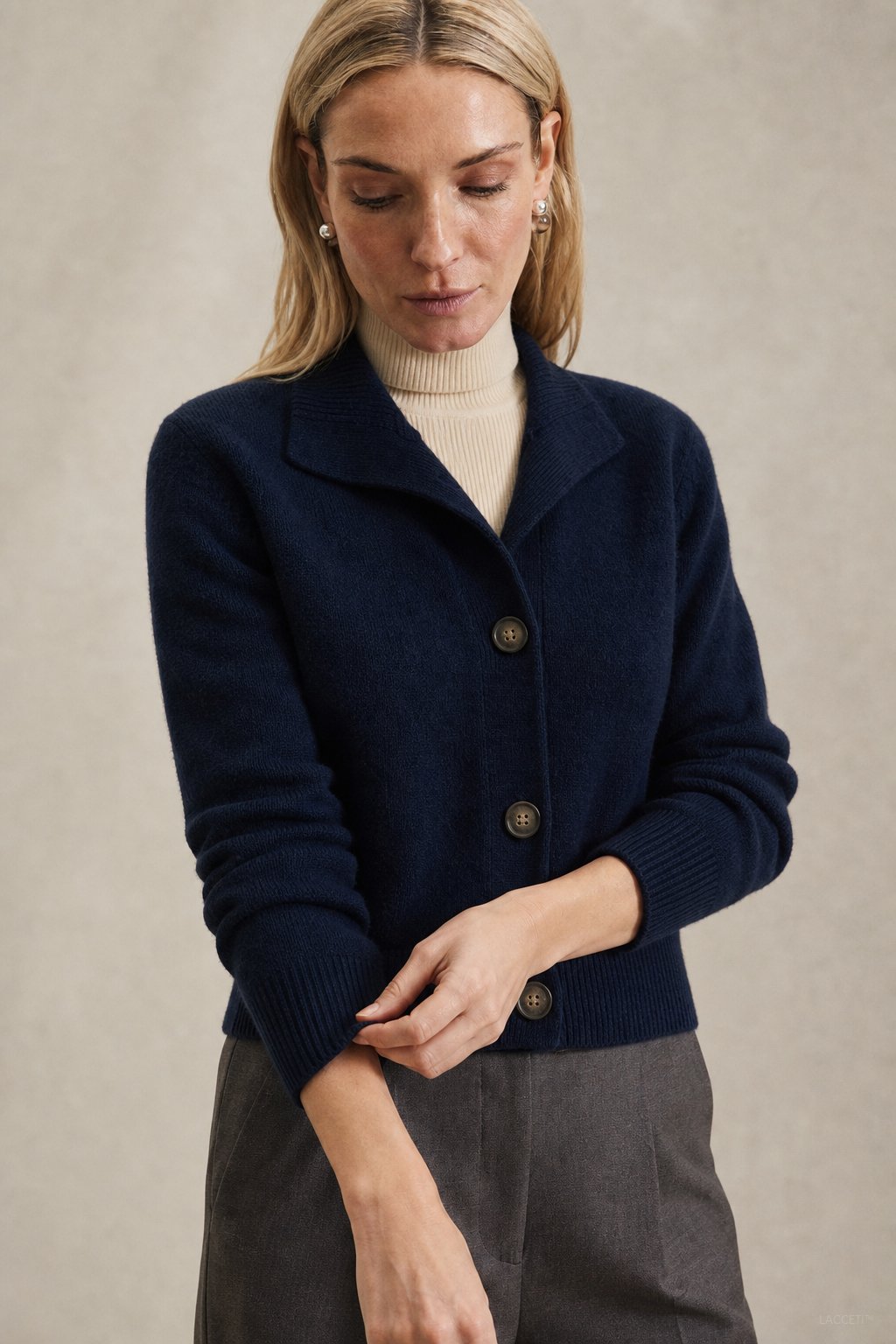 Madison Avenue Cardigan — Navy, studio product shot