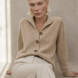 Madison Avenue Cardigan — Camel, studio product shot