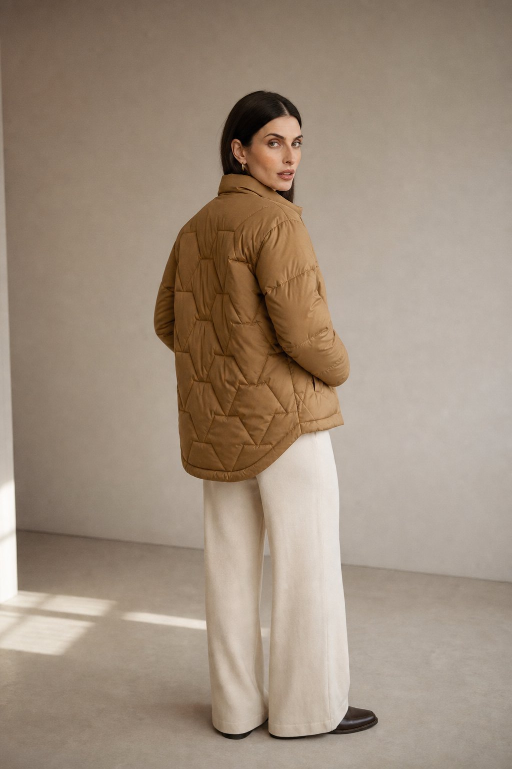 Natalie Quilted Down Jacket — Brown, banana_republic product shot