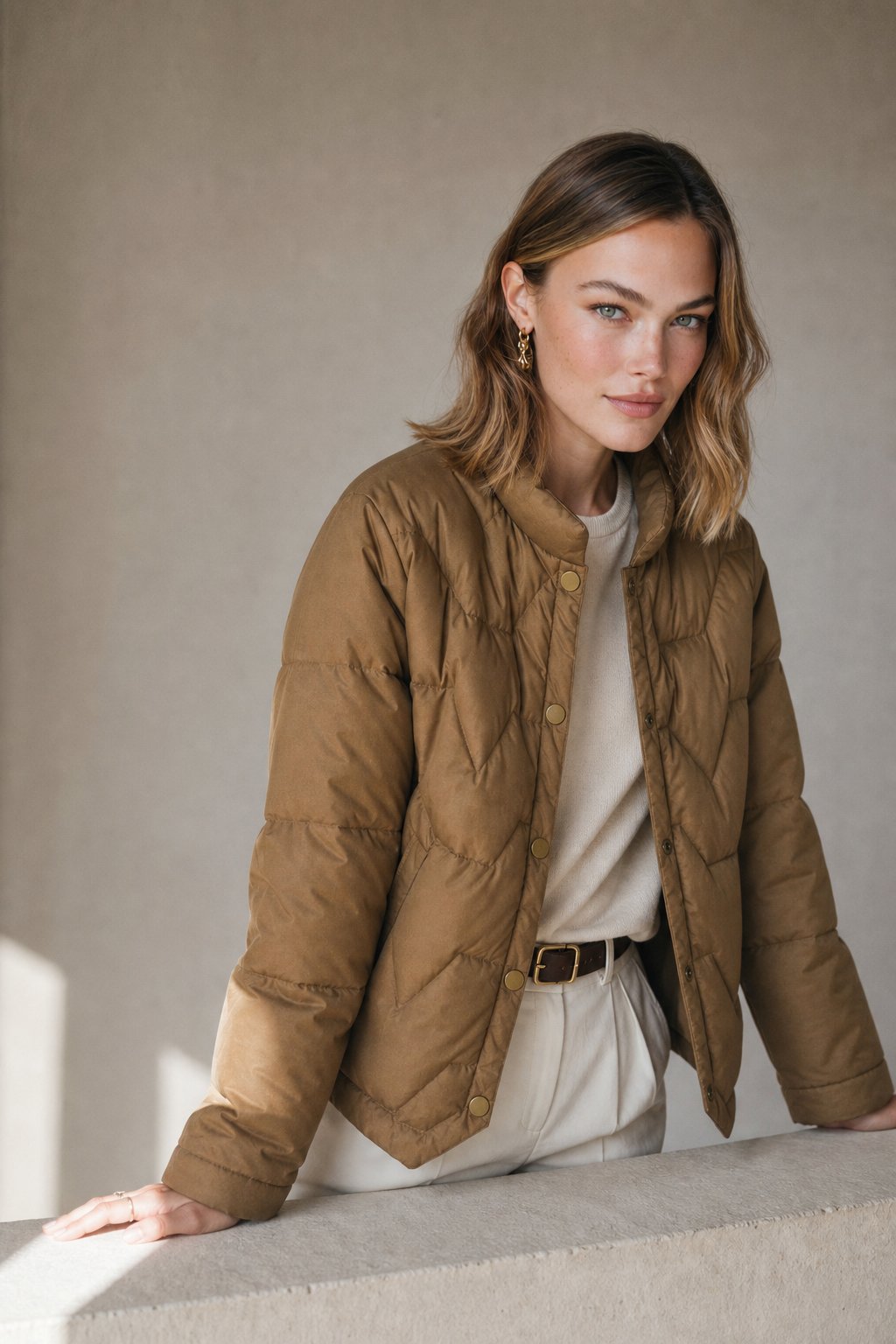 Natalie Quilted Down Jacket — Brown, banana_republic product shot