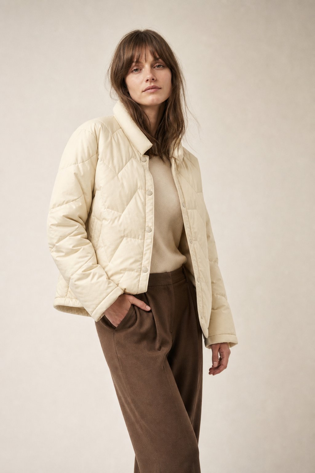 Natalie Quilted Down Jacket — Ivory, banana_republic product shot