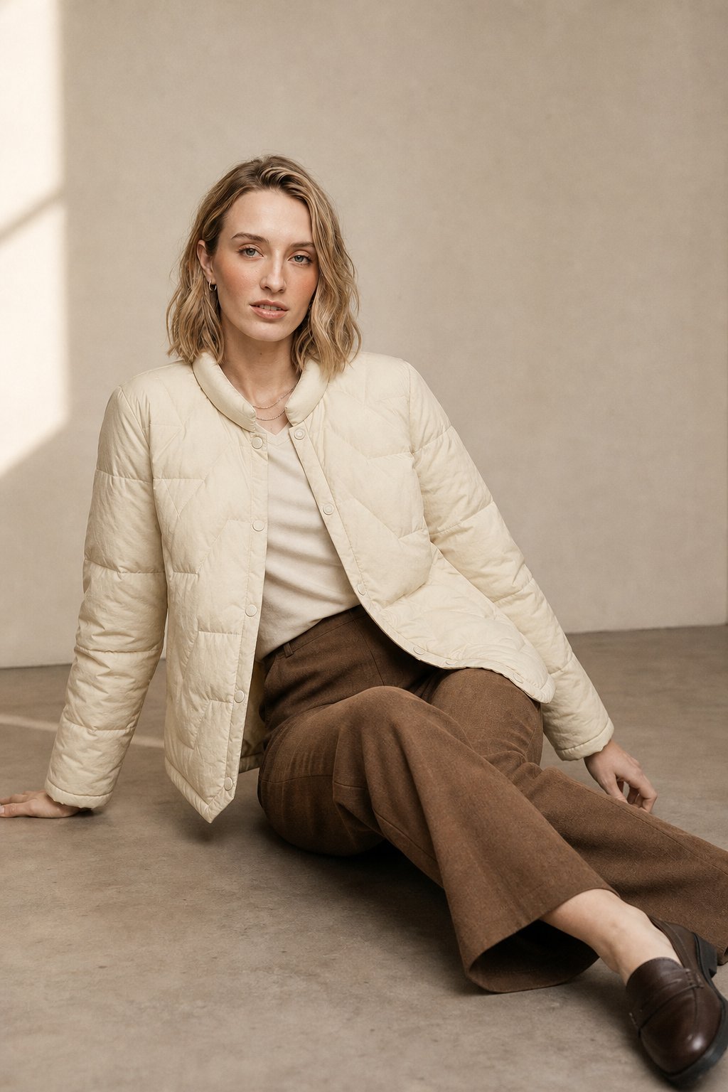Natalie Quilted Down Jacket — Ivory, banana_republic product shot