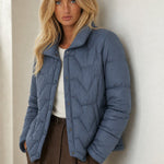 Natalie Quilted Down Jacket — Blue, banana_republic product shot