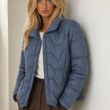 Natalie Quilted Down Jacket — Blue, banana_republic product shot