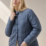 Natalie Quilted Down Jacket — Blue, banana_republic product shot