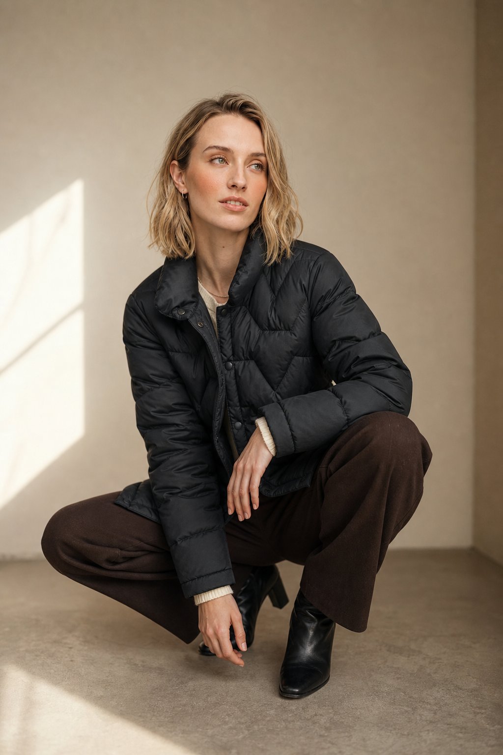 Natalie Quilted Down Jacket — Black, banana_republic product shot