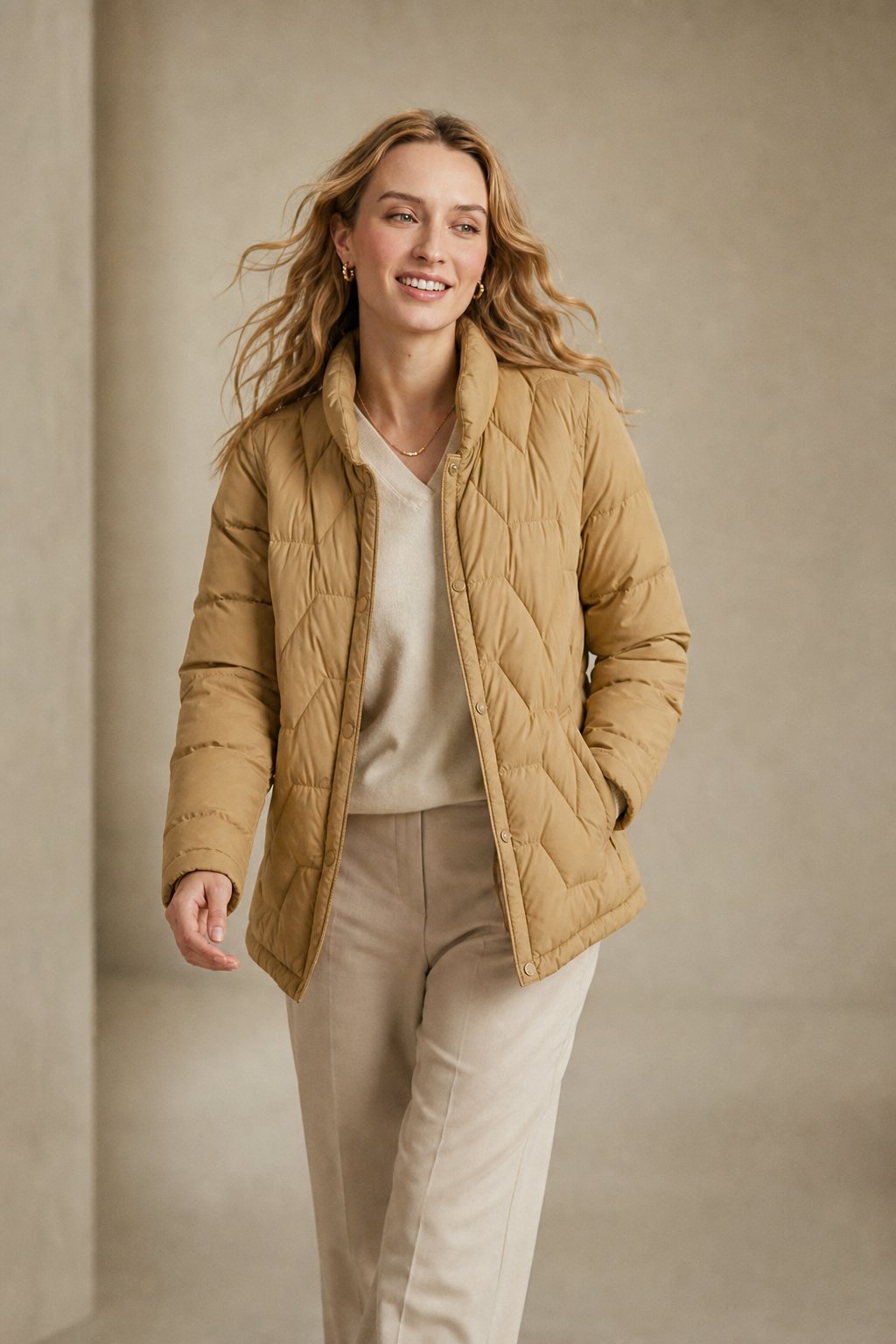 Natalie Quilted Down Jacket — Khaki, banana_republic product shot