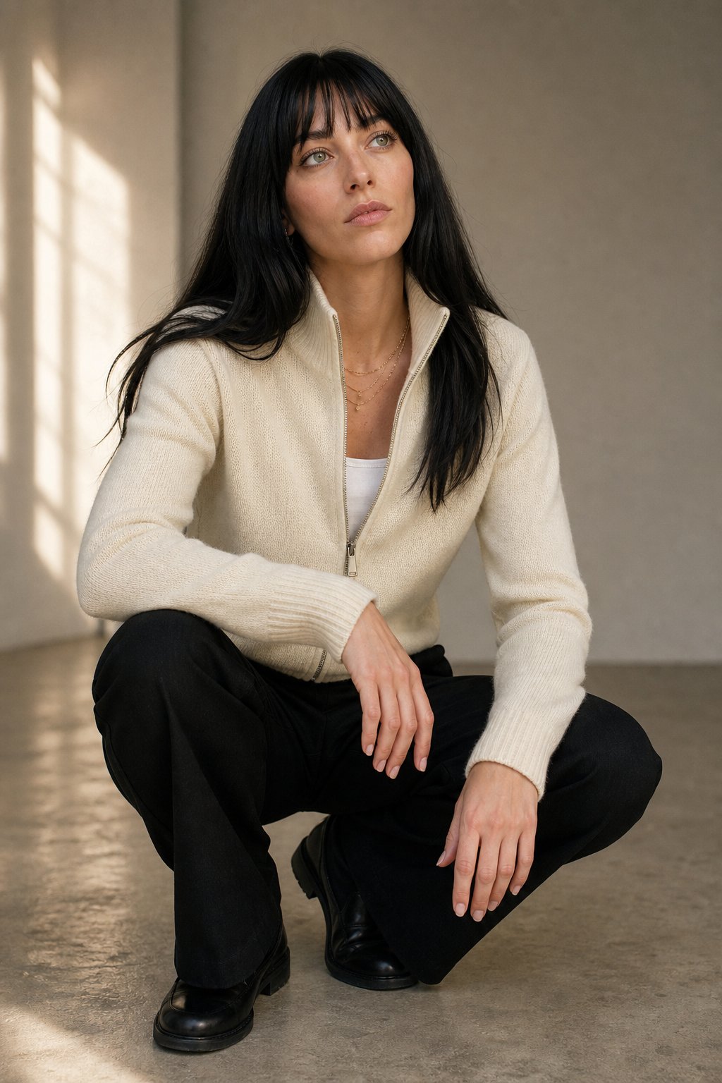 Natasha Wool Zip Cardigan — Ivory, banana_republic product shot