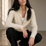 Natasha Wool Zip Cardigan — Ivory, banana_republic product shot