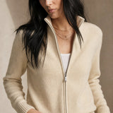 Natasha Wool Zip Cardigan — Ivory, banana_republic product shot