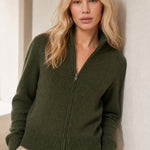 Natasha Wool Zip Cardigan — Dark Green, banana_republic product shot
