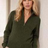 Natasha Wool Zip Cardigan — Dark Green, banana_republic product shot