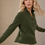 Natasha Wool Zip Cardigan — Dark Green, banana_republic product shot