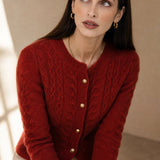 New London Pearl Button Cardigan — Red, banana_republic product shot