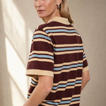 Noelle Stripe Polo Tee — Brown, banana_republic product shot