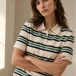 Noelle Stripe Polo Tee — Beige, banana_republic product shot