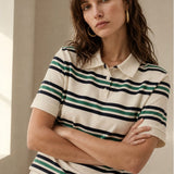 Noelle Stripe Polo Tee — Beige, banana_republic product shot